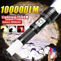 Powerful XHP190LED Multifunctional Flashlight With COB Lamp Outdoor Camping Huning Torch