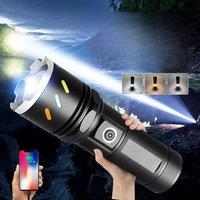 Most Powerful Strong Light Flashlight Long Shot Camping Torch Built-in 3*18650 Battery High Power