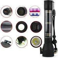 Multi Function Solar Powered Self Defense Flashlight Emergency Glass Breaker 120dB Alarm Car Outdoor