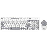 UNSHARKABLE ik6631 Girls' fans Wireless Keyboard Mouse Round Keycaps Multi-Device Slim White Grey