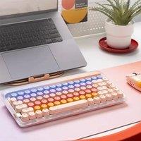 LOFREE Tri-Mode Gasket Key board hree-mode PBT Round Keycaps RGB Hot-Swap for Office Home Backlight