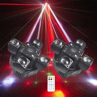 2Pack 4-Arm DJ Party Light 48W Beam Mobile Head DMX512 Mini Moving Head Rotating Disco Lights LED Strobe Effect RGBW Stage Light
