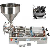 PBOBP Commercial Pneumatic Paste Filling Machine, Stainless Steel Double Head Milk Honey Filling