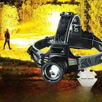 Super Bright Headlight Dual Light Source LED Headlamp 18650 Head Flashlight Yellow And White Outdoor