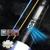 Super Powerful LED Flashlight Dual-Light Source Zoom Hand Lamp Waterproof Rechargeable Multi-Mode