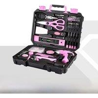 DEKO DKMT98-GP Pink 98 Piece Tool Set General Household Hand Tool & for Woodworking Kit with Plastic