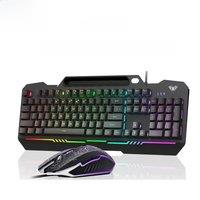 AULA New T102 104 Keys Gaming Keyboard and Mouse Combo with RGB Backlit All-Metal Panel USB Wired