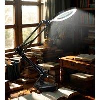 LED Magnifying Glass Lamp 8X with Clamp 3 Color Modes Adjustable Swivel Arm for Desk Lighted Magnifying Glass for Repair Rading