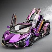 Alloy model car, unique decorations for the car center console, four-wheel shock absorption, tail wing lifting, men's gift
