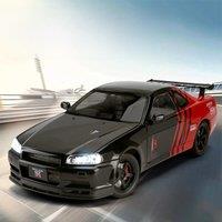 GTR alloy model car, unique decorations for car center console, cool desktop ornaments, fun car accessories, men's gifts