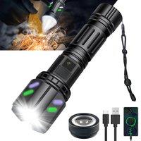 Most Powerful Flashlights LED White Laser Flashlight With Digital Zoom Can Light Fireworks Emergency