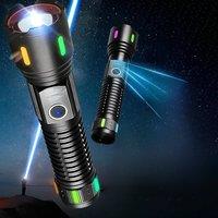 2025 Latest High Power Rechargeable LED Flashlight Powerful Outdoor Super Bright LED Lantern 5 Modes