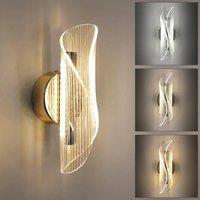 LED Interior Wall Sconce,12W Dimmable Modern Wall Lamp, Acrylic Interior Wall Light for Bedroom, Hallway,3000K-6500K, Gold