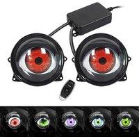12-36V USB Dynamic Devil Eyes LED Car Lights 3 Inch Remote Control Retrofit Headlight Assembly Auto Decoration Tools Accessories