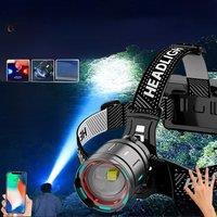 2025 Newly Powerful Headlamp 800W Led Sensor Head Flashlight Long Range Headlight Rechargeable Head