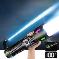 500000LM Super Bright LED Flashlight USB Rechargeable Flashlight Strong Light 4500M Zoom Torch