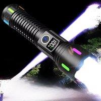 1000000LM High Power LED Flashlight USB Rechargeable Strong Light Torch Long Range Zoom Tactical
