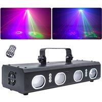 4 Lens RGB Lazer Projector Light Remote Control Dj Party Lighting 15W LED Disco Light Lazer Pattern Stage Light for Bar Club KTV