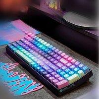 LOFREE Cyberpunk Tri-Mode Mechanical Keyboard 100-Key Gateron Red Switches Compact RGB Backlit 4000mAh for Gaming Office Travel