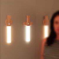 LED Night Light Kitchen Cabinet Closet Lights Home Staircase Bedroom Table Move Lamp Bedside Lighting Magnetic USB Wall Lamp