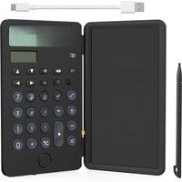 Portable Calculator with Notepad 2-Line 12-Digits Large Display Rechargeable Solar Power Desk Calculator for Office School Black