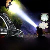 Ultra Powerful Two-tone Wicks Headlamp IR Sensor Head Flashlights USB Rechargeable LED Headlights