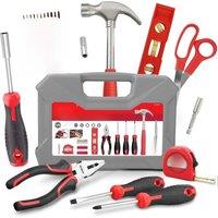 Hi-Spec Hand Tool Kit Set for Home & Office 42 Piece Red - Essential DIY Tools for Repairs and