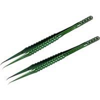 Precision Titanium Alloy Tweezers Green Fine Pointed/Bent Tweezers for Electronics Micro Soldering Work Jewelry Making