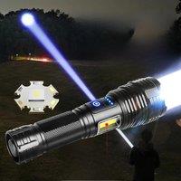 100000 LM Super Bright Flashlight LED Long Range USB Rechargeable Tactical Torch Outdoor Waterproof