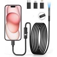 3IN1 Industrial Endoscope Camera for IOS Micro USB/Type-C HD 1080P IP67 Waterproof Mini Inspection
