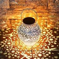 LED Solar Lantern Light Hollow Wrought Iron Outdoor Projection Light Hanging Lamps Waterproof for Gift Yard Garden Art Home Deco