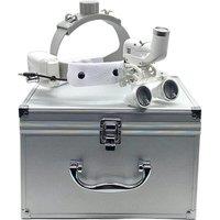 Headband Dental Loupe Binocular Surgical Medical ENT Magnifier Lupa 5W Brightness Spot Adjustable Dentist Headlight w Metal Box