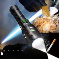 1000000LM Ultra-High Powerful Flashlight Battery Display RechargeableTactical Torch Ignitable Hand