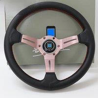 13inch 325mm Car Sport Steering Wheel Perforated Leather Anti Slip Grip Black Silver Gold Titanium N250301