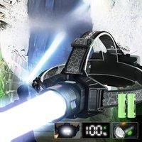 NEW 250000LM Powerful LED Headlamp Rechargeable Headlight Outdoor Zoom Waterproof Work Head Lamp