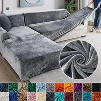 Velvet Sofa Cover Thick Elastic 1/2/3/4 Seater Sofa Cover for Living Room Velvet Plush L Shaped