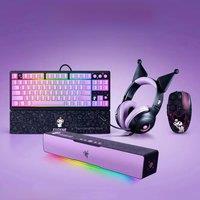 Razer Sanrio Kuromi Edition Gaming Keyboard Dark Night Sweetheart Dual Wireless Mouse Kuromi Wired RGB Headset Compact Soundbar