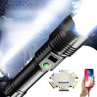 990000LM Most Powerful Flashlight Type-c Recharge 3000M Spotlight Tactical Flash Light 5000mAh High