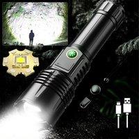 Powerful White Laser LED Flashlight with 26650 Battery USB Rechargeable Zoom Torch With Power