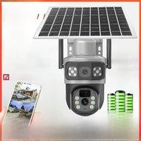 4K 8MP 4G Dual Lens Solar Camera Free 256G Memory Gift Dual Screens Tracking Outdoor WIFI Security CCTV Surveillance IP Camera
