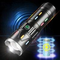 Newly upgraded high-power flashlight, powerful remote spotlight, rechargeable zoom aluminum alloy