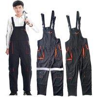 Reflective Bib Overalls Mens Women Work Clothing Protective Coveralls Strap Jumpsuit Multi Pockets Uniform Sleeveless Cargo Pant
