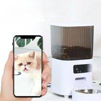 Double Bowls Smart Automatic Cat Feeder with Camera Cat Dry Food Video Dispenser Pet Smart Voice Recorder Auto Feeder for Dog