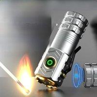 2025 Mini rechargeable LED flashlight camping light tactical torch with strong magnetic tail,