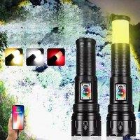 New Powerful 300W LED Flashlight Rechargeable USB Multifunction Tactical Torch Long Range 5000M