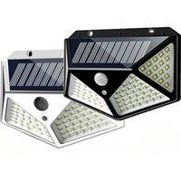 100 LED Solar Motion Sensor Light 3 Modes 270 Wide Angle Solar Powered Outdoor Wall Lamp for Garden Patio Pathway Lighting