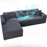 Waterproof Sofa Cover 1/2/3/4 Seater Cover for Living Room Elastic Solid L Shaped Corner Sofa Cover