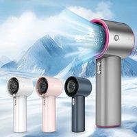 Mini charging portable fan, high-speed motor, 100 speed stepless speed regulation LED display of battery level, outdoor handheld