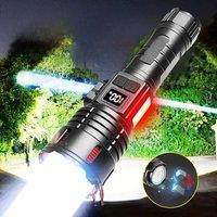 1000000LM High Power LED Flashlights Side Light and OLED Power Display Tactical Flashlight with
