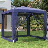 Party Tent with 4 Mesh Sidewalls Blue 2.5x2.5 m HDPE Outdoor Products Sunshade and Rainproof Outdoor Decoration